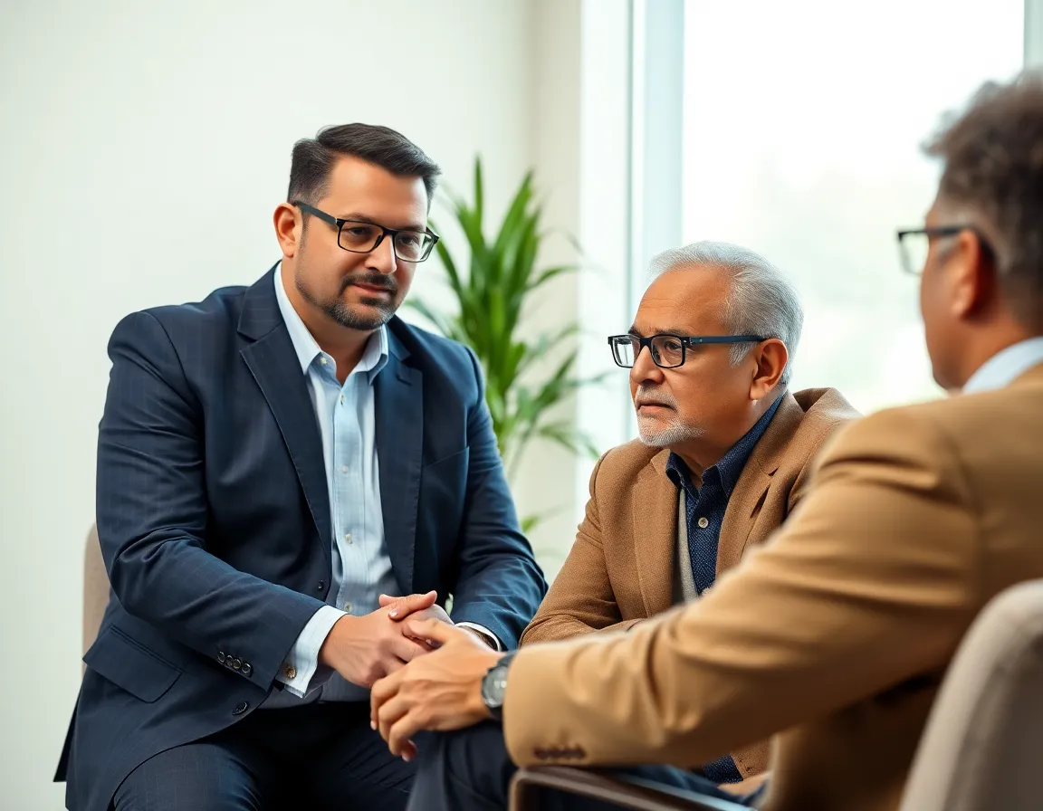 A focused image of a master coach and a senior executive in a one-on-one coaching session.