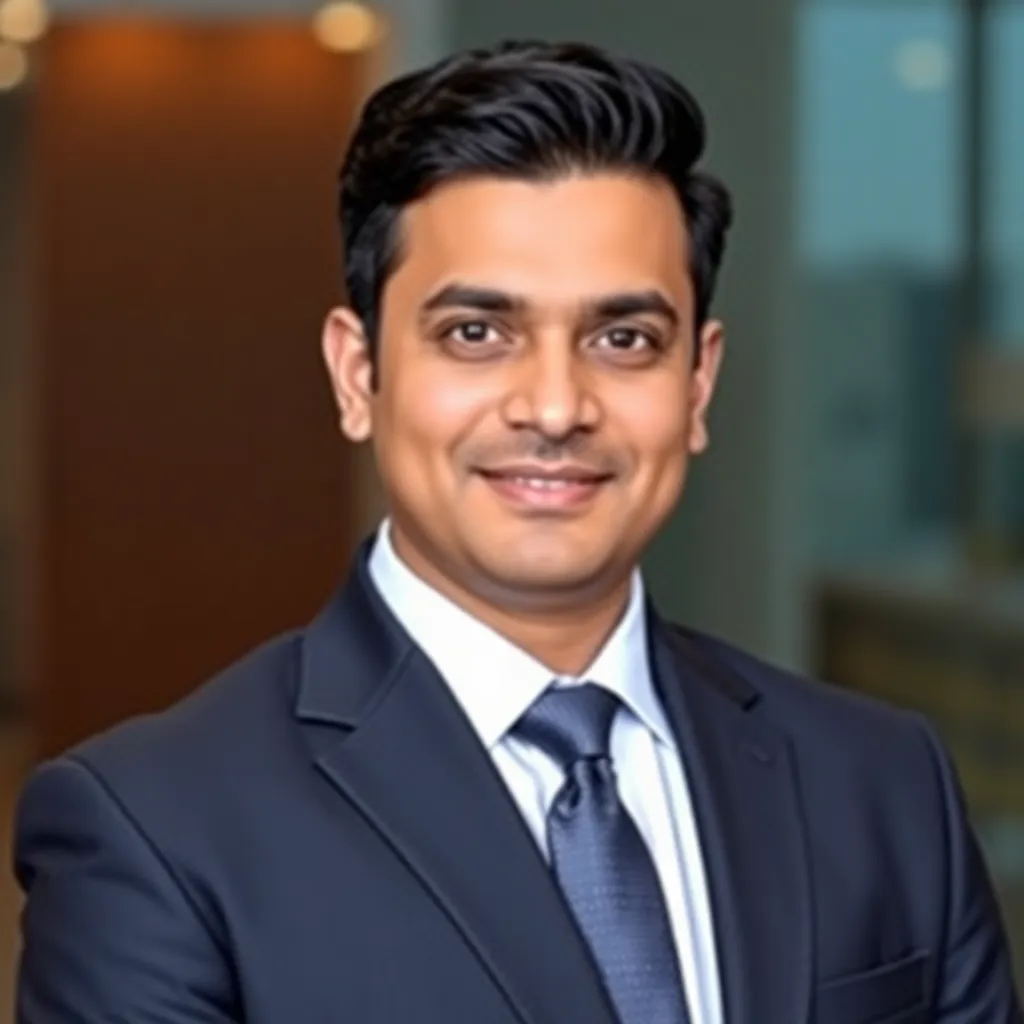 Headshot of Arjun Mehta, a male human resources director looking professional.